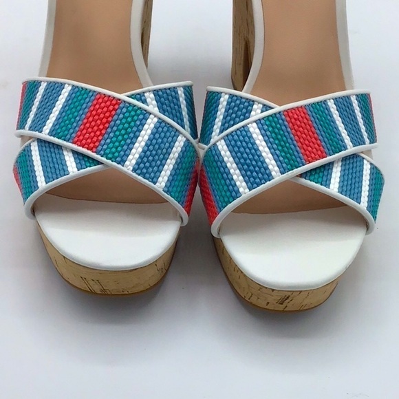 Kate Spade Grace Striped Raffia Platforms Size 9.5B.. - Picture 13 of 16